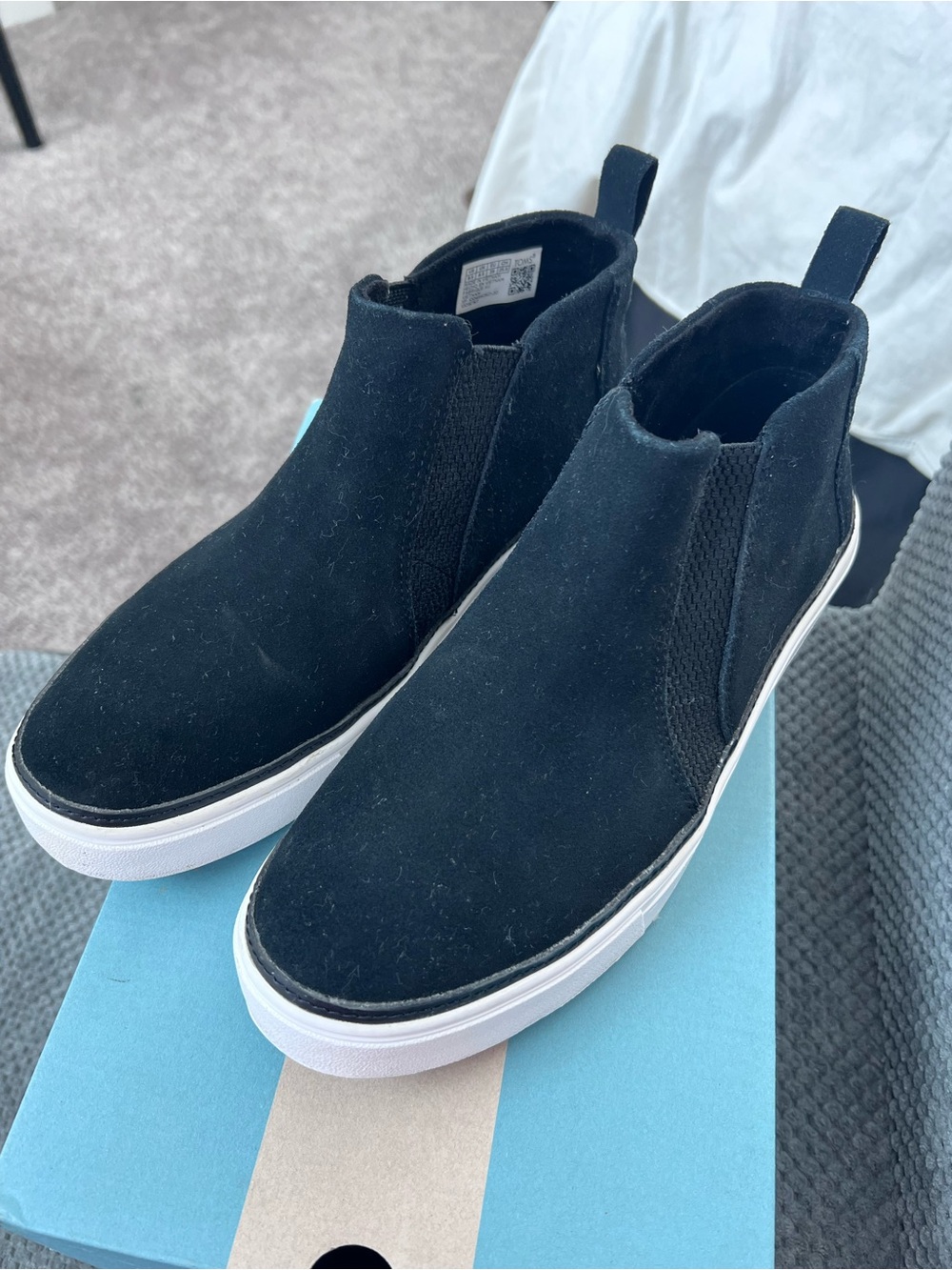 Toms Women’s Black Suede Sneakers with White Sole